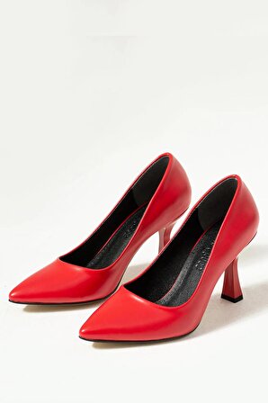 Kadın Samba Kırmızı Stiletto 9 cm Topuklu  Ayakkabı 