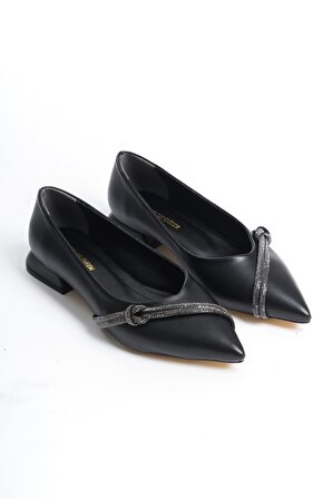 Kadın Rake Siyah 2.5 cm Ökçeli Taşlı Detaylı Abiye ve Günlik Ayakkabı