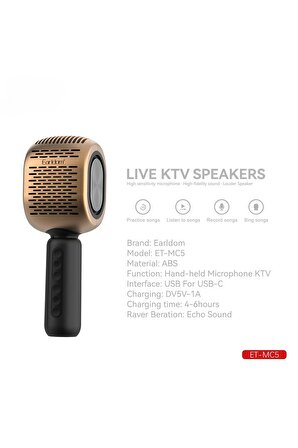 MC5 Bluetooth Bağlantılı HD Ses Çıkışlı Fuchsia Karaoke Mikrofon