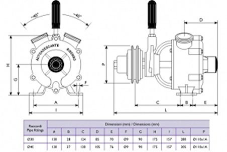 Marintek Motor V kayışı tahrikli, debriyajlı bronz su pompası Hortum Konnektörü Ø 40 mm