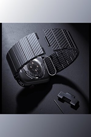 Apple Watch Ultra 49mm Fuchsia KRD-90 600D Akıllı Saat Karbon Fiber Kordon