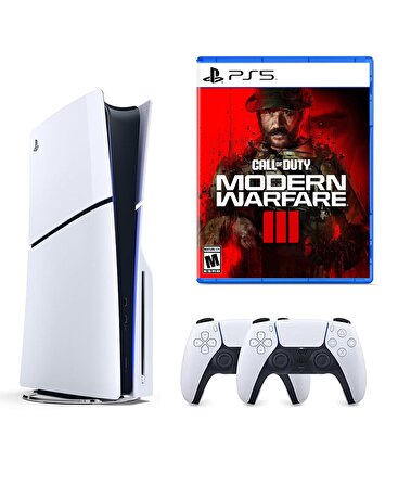 Sony Playstation 5 1 TB Slim CD Edition Konsol + 2. PS5 Kol + PS5 Call Of Duty Modern Warfare 3 III Oyunu