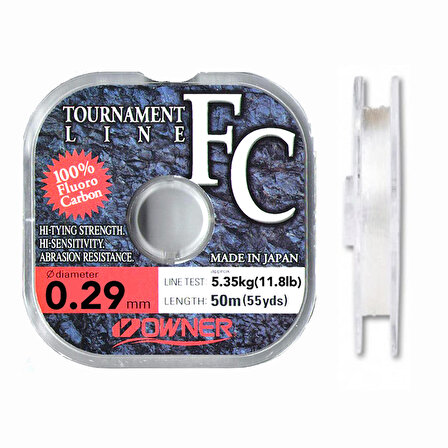 Owner Tournament Fluorocarbon Misina 0.29mm 5.35kg 50mt.