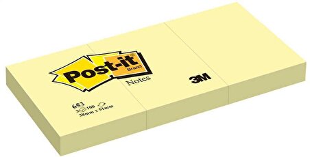 Post-it 653 Sarı 38x51 MM 100 Yaprak 3 lüYapışkanlı Not Kağıtları