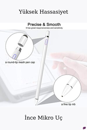Apple iPad Air 10.9 2022 (5.Nesil) Uyumlu Dokunmatik Ekran Kalemi Yazı ve Çizim için Stylus Pen
