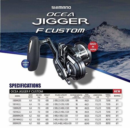 Shimano Ocea Jigger F Custom 2001 NR HG Çıkrık Jig Olta Makinesi Sol El