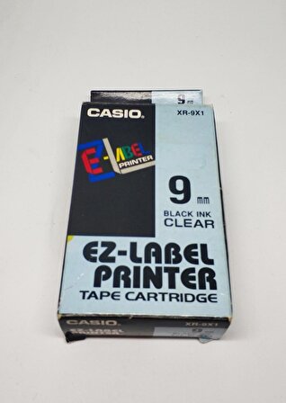 Casio Xr-9X1 Yazıcı Etiketi Siyah & Şeffaf 9 mm
