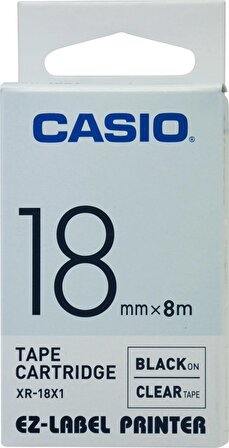 Casio XR-18X1 (Clr/bk) Etiket Yazıcısı Kartuşu Şeffaf Renk Üstüne Siyah Baskı