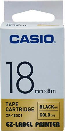 Casio XR-18GD1 (Gold/black) Etiket Yazıcısı Kartuşu Altın Renk Üstüne Siyah Baskı