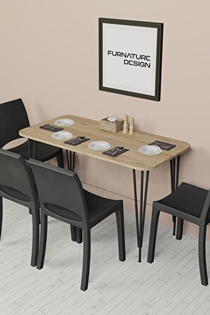 60x120 Mutfak Masası Metal Ayaklı Yemek Masası Çalışma Masası Atlantik Çam