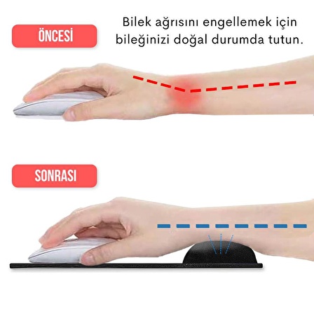 Bilek Destekli Ergonomik Kaymaz Taban Mouse Pad