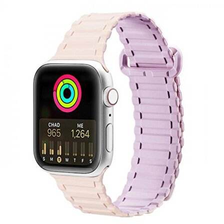 Polham Apple Watch 42-44-45MM İçin Manyetik Silikon Kordon Kayış, Apple Watch 2-3-4-5-6-7-8 ve SE