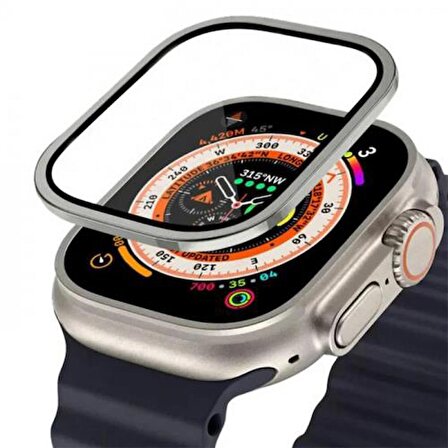Polham 9H Titanyum Alaşımlı Çerçeveli Ful Kaplama Apple Watch Ultra 49MM Ekran Koruyucu, Hafif ve Tam Uyumlu