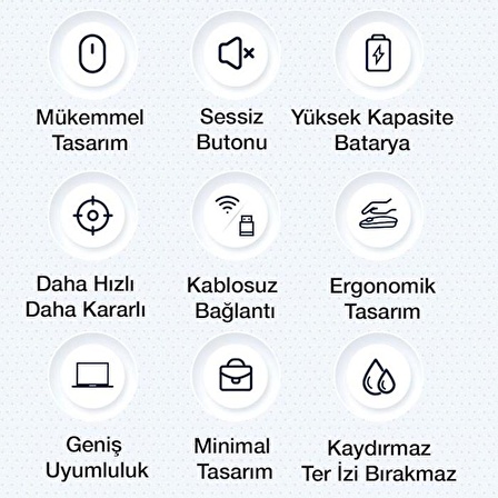 Polham 2.4Ghz Ultra Sessiz Şarjlı Ergonomik Kablosuz Magic Mouse, Apple, Microsoft Uyumlu Mouse