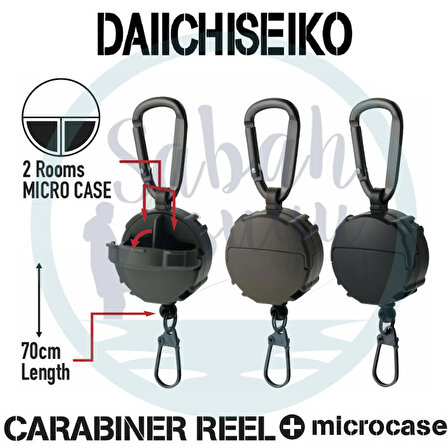 Daiichiseiko Carabiner Reel + Micro Case 2 Gözlü Aksesuar Askısı Black