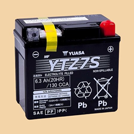 Yamaha (YZF R6 17-21)+ (YZF R6 S 17-21)  6 Amper Yuasa Akü YTZ7S, yzfr1