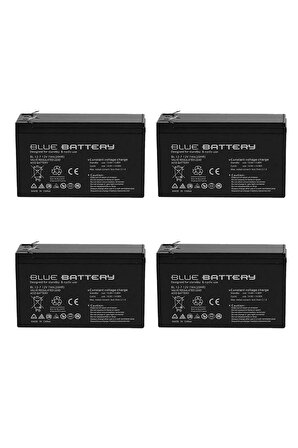 4 Adet Blue Battery 12v 7ah- Bakımsız Kuru Akü 2023 Eylül Üretim 12 Volt 7 Amper