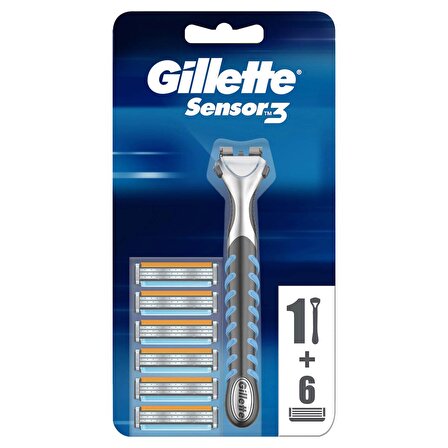 Gillette Sensor 6'lı 3 Bıçaklı Tüm Cilt Tipleri İçin Manuel Tıraş Makinesi ve Yedeği