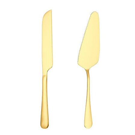 Çelik Gold Pasta Spatula Bıçak Seti Kek Sunum cin615sr