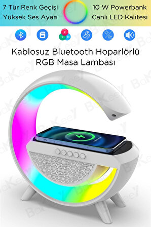 Telefon Kablosuz Hızlı Şarj Aleti Masa Lambası Bluetooth Hoparlör Speaker Gece Lambası Led G Lamba