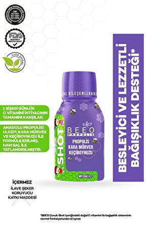 Propolis + Kara Mürver + Keçiboynuzu Shot Çocuklar Için 50 Ml