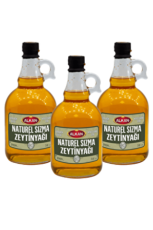 Alkan Zeytin Naturel Sızma Zeytinyağı 3 x 1 lt Cam 