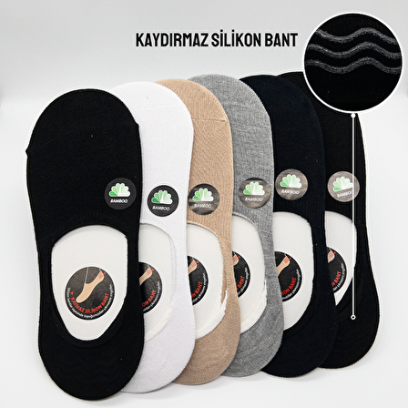 CİHO SOCKS 6 Çift ERKEK Bambu Kaydırmaz Tabanlı Dikişsiz Babet Çorap