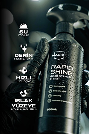 Nasiol Rapidshine Araçlar İçin Hızlı Nano Detailer Spreyi 500 Ml