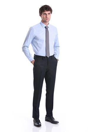 Mavi Regular Fit Düz 100% Pamuklu Slim Yaka Uzun Kollu Klasik Gömlek | S