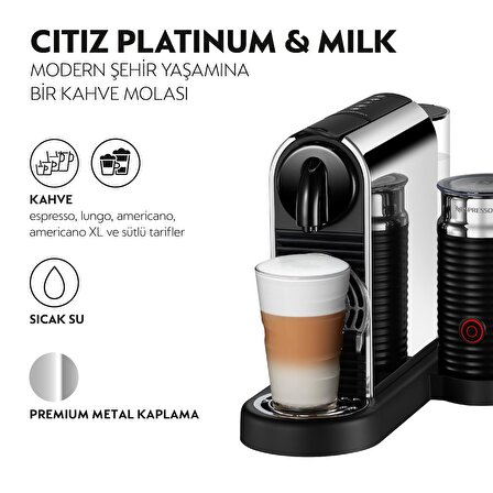 Nespresso D145 Citiz Platinum Bundle ,Paslanmaz Çelik 