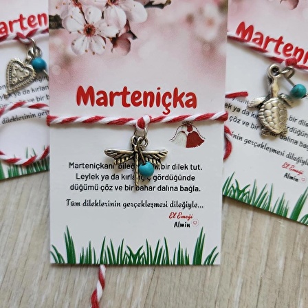 Marteniçka Dilek Bilekliği, 8 Mart Kadınlar Günü Hediyesi, Şans Bahar Bilekliği, Yılbaşı Hediyesi, Kalp - Yusufçuk - Çiçek - Caretta Caretta