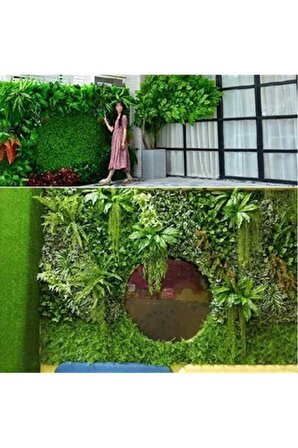HN- 1 Adet Yapay Duvar Kaplama Panel Bitki Şimşir Tabaka 40x60 Cm Yeşil Dikey Bahçe 