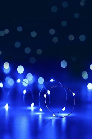 HN- Pil İle Çalışan Dekoratif 5 Metre Peri Led Işık Mavi Işık  Aydınlatma (Piller Dahil Değildir) 
