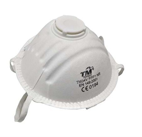 TM Temsan Beyaz Ventilli FFP2 NR Toz İş Güvenlik Sanayi Boya Konik Maske - 20 Adetlik 5 Paket 