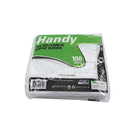 Handy HDPE İş Temizlik Tek Kullanımlık Şeffaf Eldiven / Büyük Boy / 100 Adetlik 50 Paket - Koli