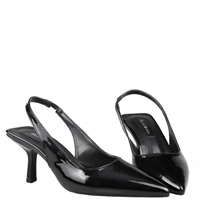 Miss Park Moda pm492 k601 Siyah Rugan Kadın Topuklu Ayakkabı