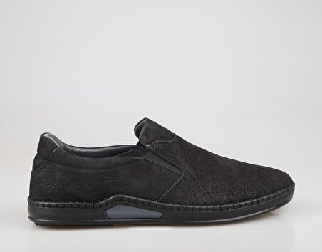 KOMCERO 4y1022 Hakiki Deri Siyah Nubuk Erkek Günlük Ayakkabı