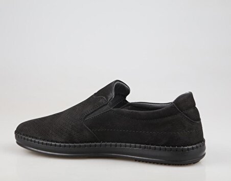 KOMCERO 4y1022 Hakiki Deri Siyah Nubuk Erkek Günlük Ayakkabı
