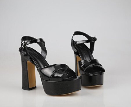 Feles 53-350 Platform Siyah Kadın Topuklu Ayakkabı