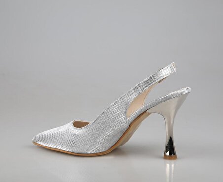 Feles 86-1010 Gümüş Kadın Topuklu Ayakkabı