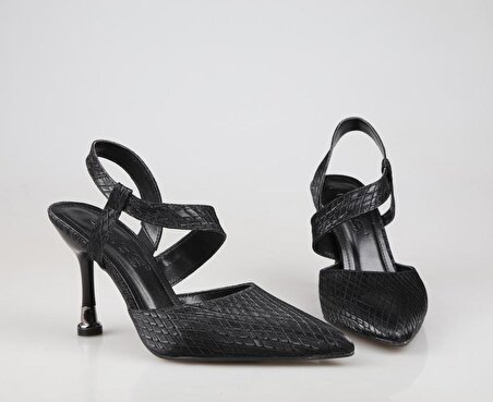 Feles 86-1022 Siyah Kadın Topuklu Ayakkabı