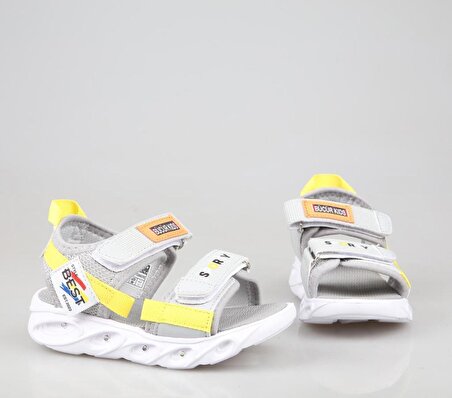 Bücür Ortopedi 100 Işıklı Gri Sarı Çocuk Sandalet
