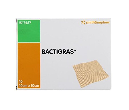 Bactigras 10x10 cm Antiseptik Tül Yara Yanık Bakım Örtüsü 10 Adet