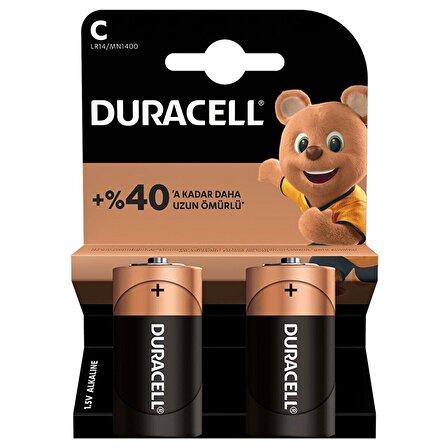 Duracell Alkalin C Orta Boy Pil 2'li Paket (LR14 / MN1400)