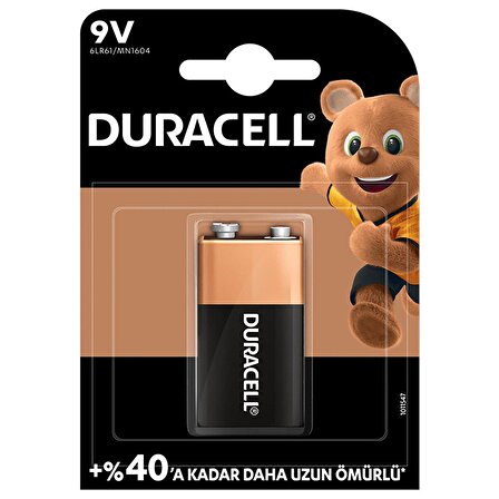 Duracell 9V Alkalin Pil (6LR61 / MN1604)