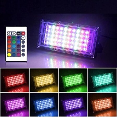 Kumandalı Led Işık Dış Cephe Aydınlatması Çok Renkli RGB Led Panel Işık PartiLed Aydınlatma (1243)