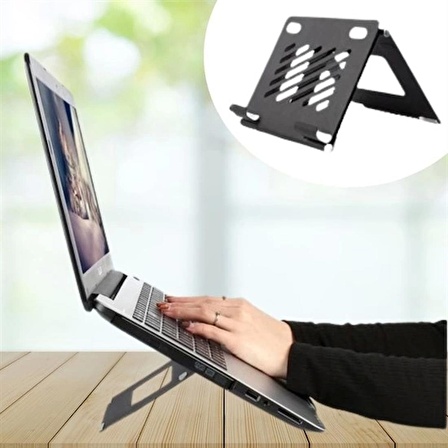 Ayarlanabilir Metal Dizüstü Destek Tabanı Katlanabilir Taşınabilir Laptop Sehpası Standı (1243)