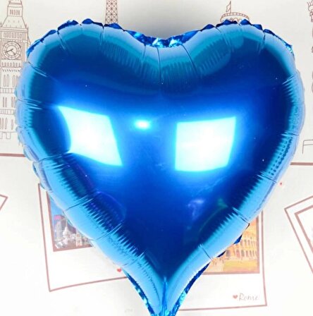 Kalp Uçan Balon Folyo Mavi 80 cm 32 inç (1243)