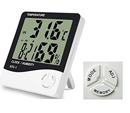 Masaüstü Dijital Termometre Nem Ölçer Saat (1243)