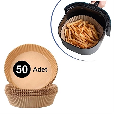 50 Adet Air Fryer Pişirme Kağıdı Tek Kullanımlık Hava Fritöz Yağ Geçirmez Yapışmaz Tabak Model (1243)